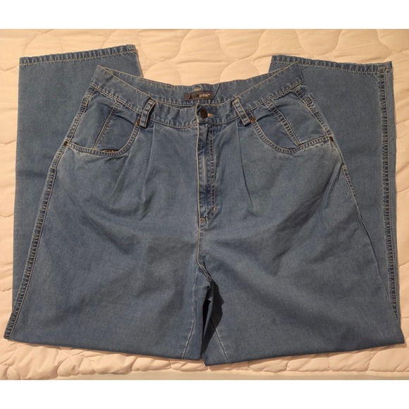 lizwear Denim - Vintage Lizwear High Waisted Pleated Denim Jeans Medium Wash Size 16 Tapered Leg